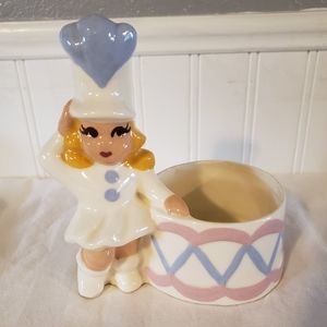 Vintage Planter - Marching Band Girl and Drum
